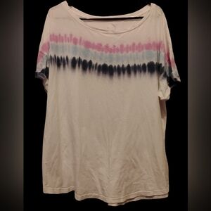 Maurices White Short Sleeve Tie-Dye Stripe Tee